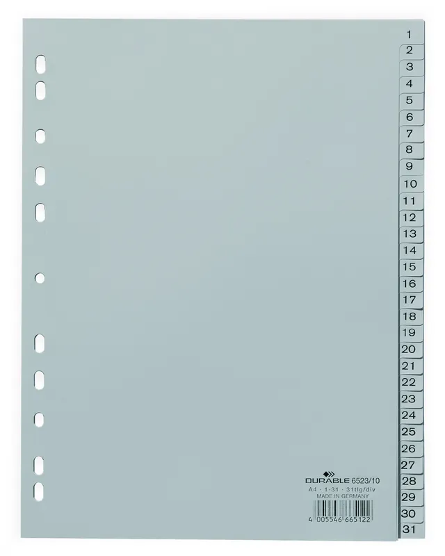 durable-duraquick-652310-zahlenregister-1-31-register-a4-grau-10-st-ck image 1