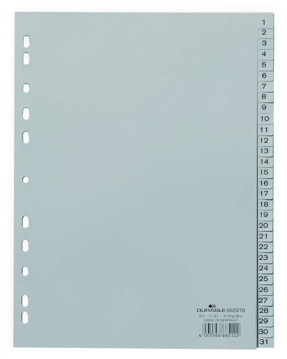 durable-duraquick-652310-zahlenregister-1-31-register-a4-grau-10-st-ck image 1