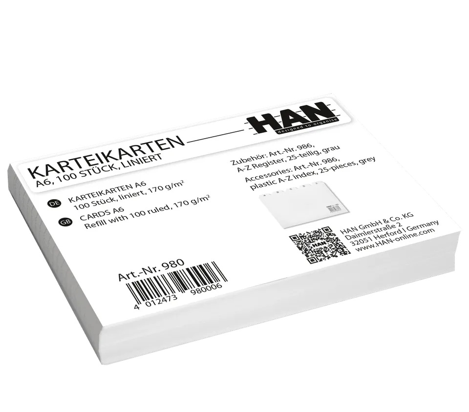 han-croco-karteikarten-din-a6-liniert-wei-100-blatt image 1