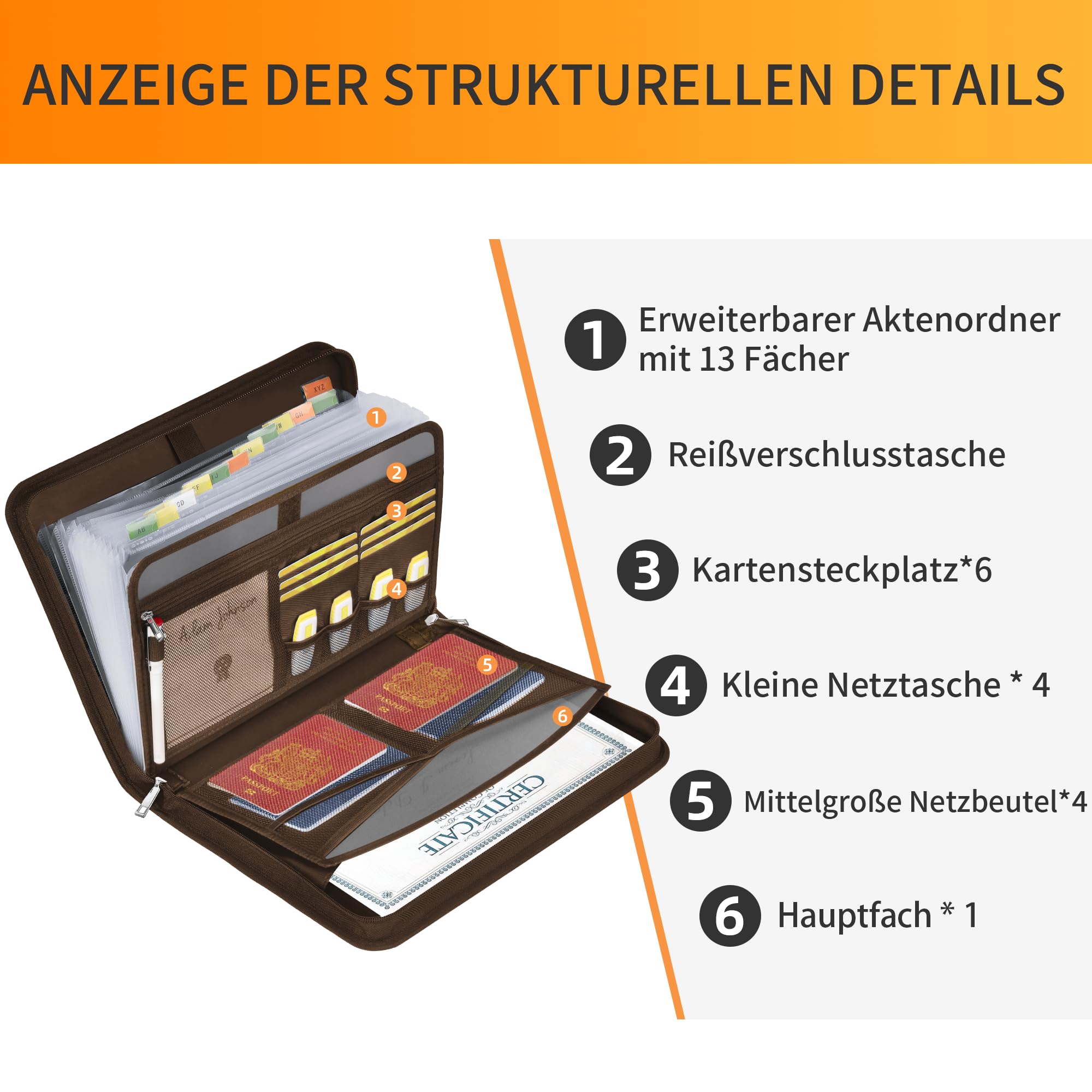 jundun-fireproof-file-folder-f-chermappe-a4-13-f-cher-braun image 2