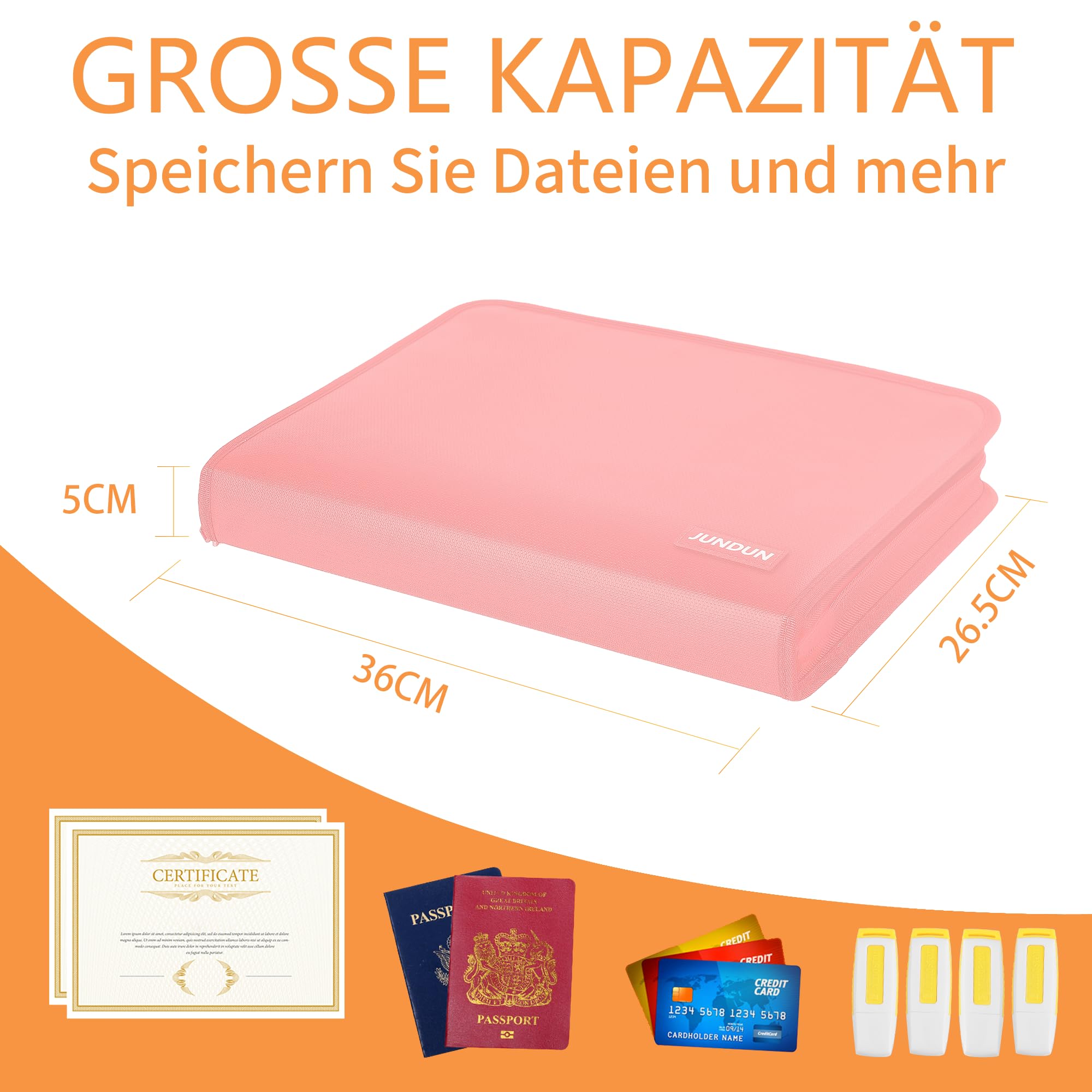 jundun-fireproof-f-chermappe-a4-13-f-cher-dokumentenmappe-rosa image 4