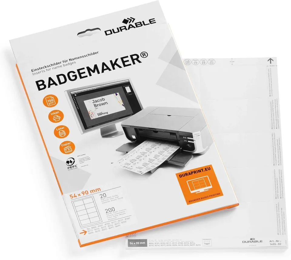 durable-euroclip-badgemaker-einsteckschilder-54x90-200-stk image 1
