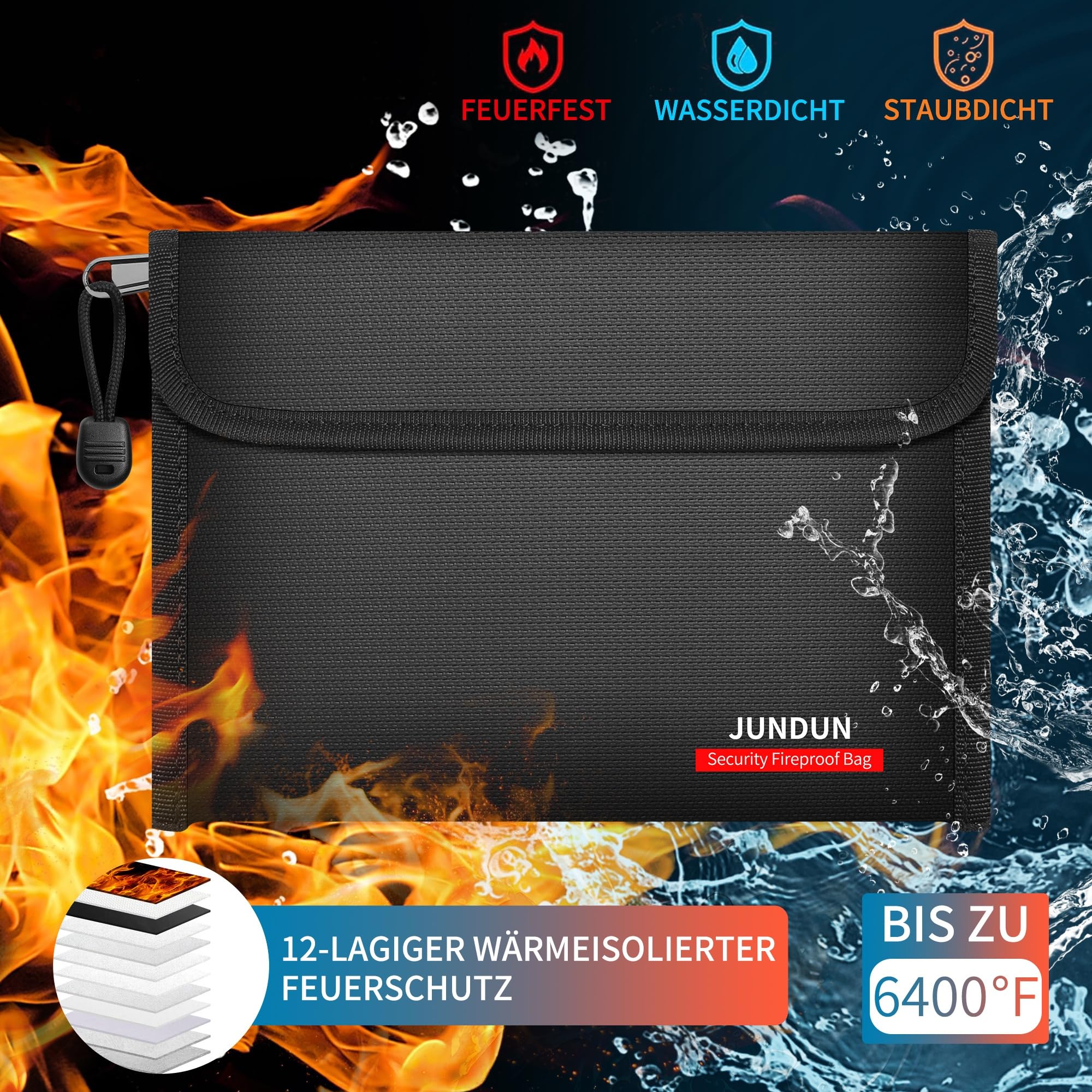 jundun-fireproof-dokumententasche-27x17cm-2er-pack-schwarz image 3