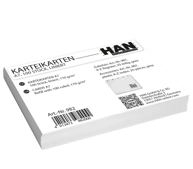 han-croco-karteikarten-din-a7-quer-wei-liniert-100-blatt image 1