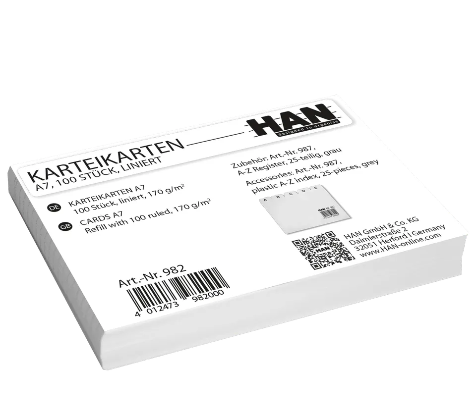 han-croco-karteikarten-din-a7-quer-wei-liniert-100-blatt image 1