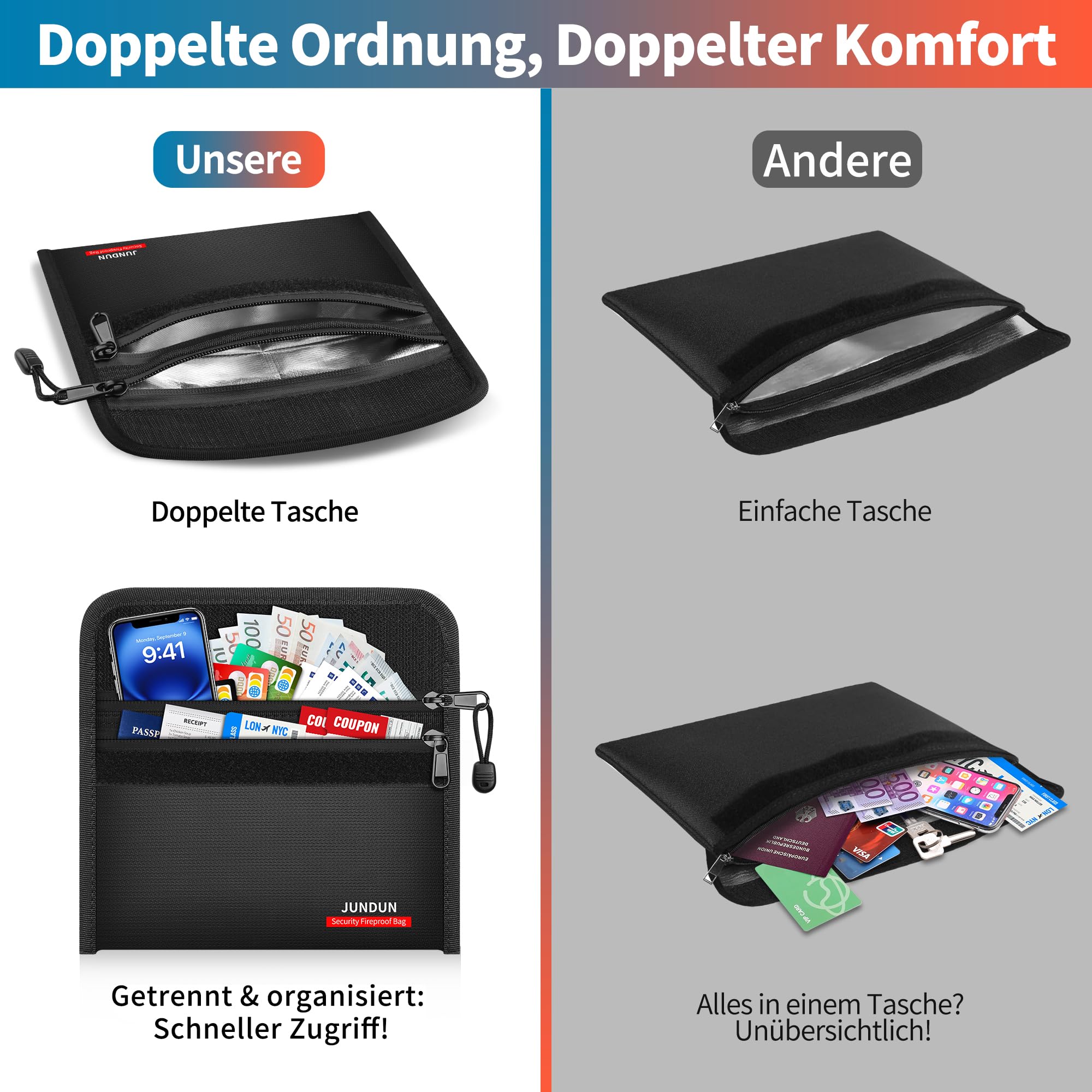 jundun-fireproof-dokumententasche-27x17cm-2er-pack-schwarz image 5