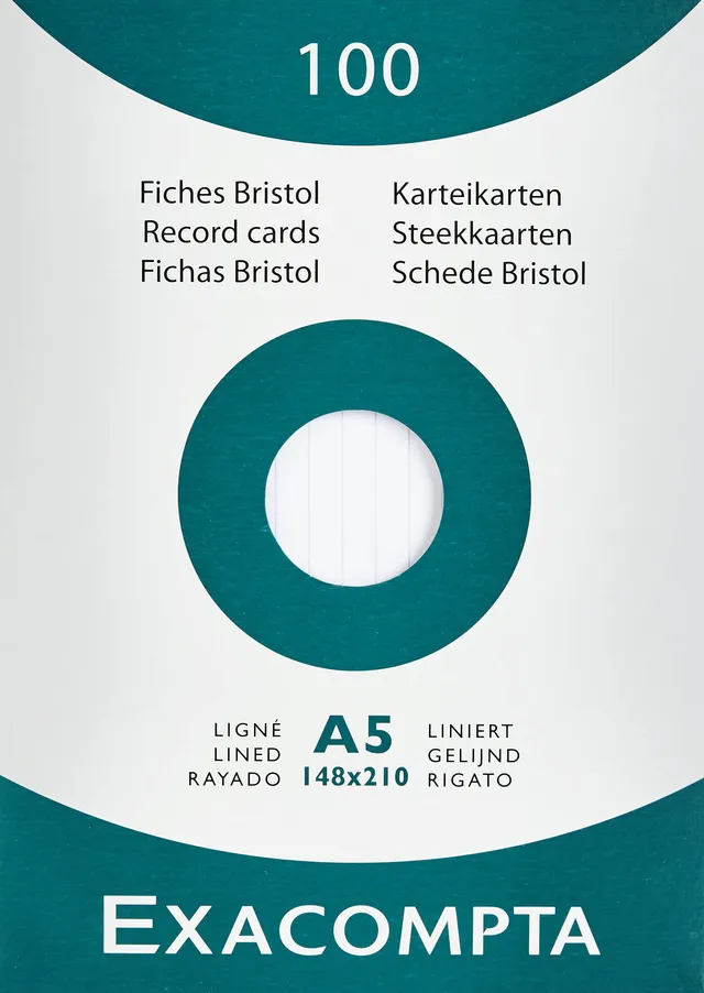 exacompta-flash-13808b-karteikarten-din-a5-liniert-wei-100er image 1