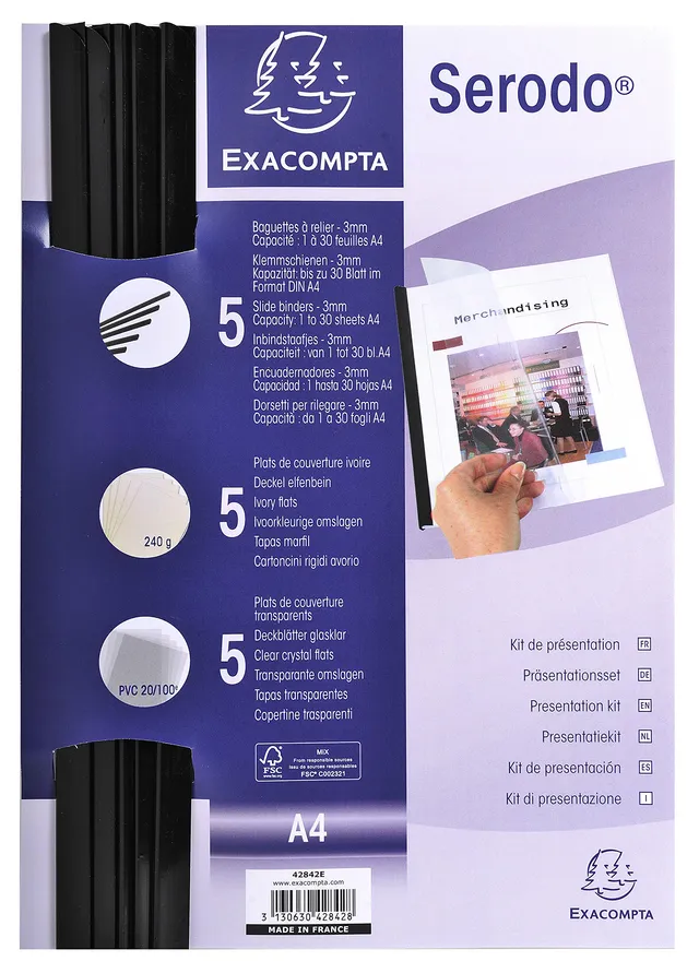 exacompta-serodo-pr-sentationsset-a4-30-blatt-5er-schwarz image 1