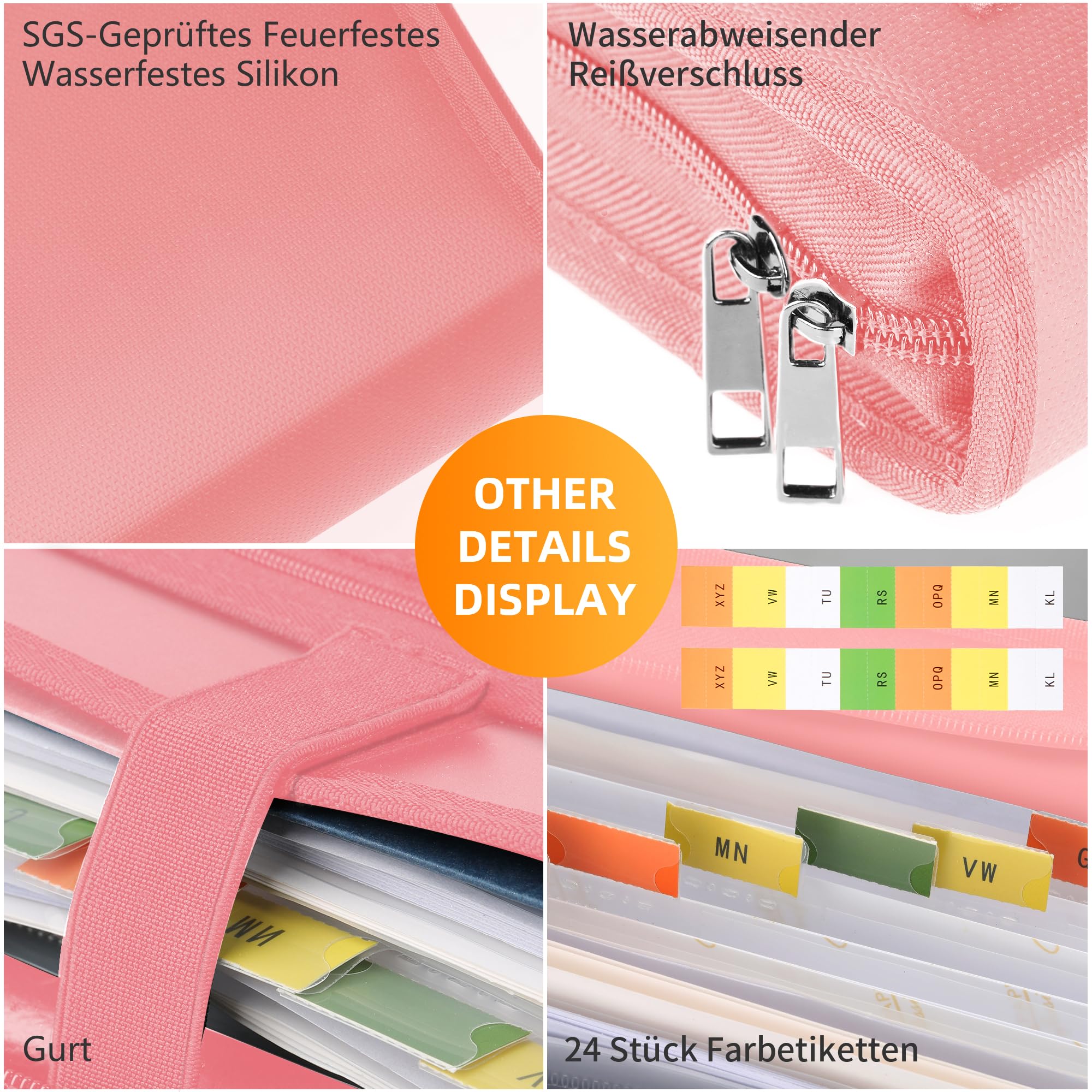 jundun-fireproof-f-chermappe-a4-13-f-cher-dokumentenmappe-rosa image 3