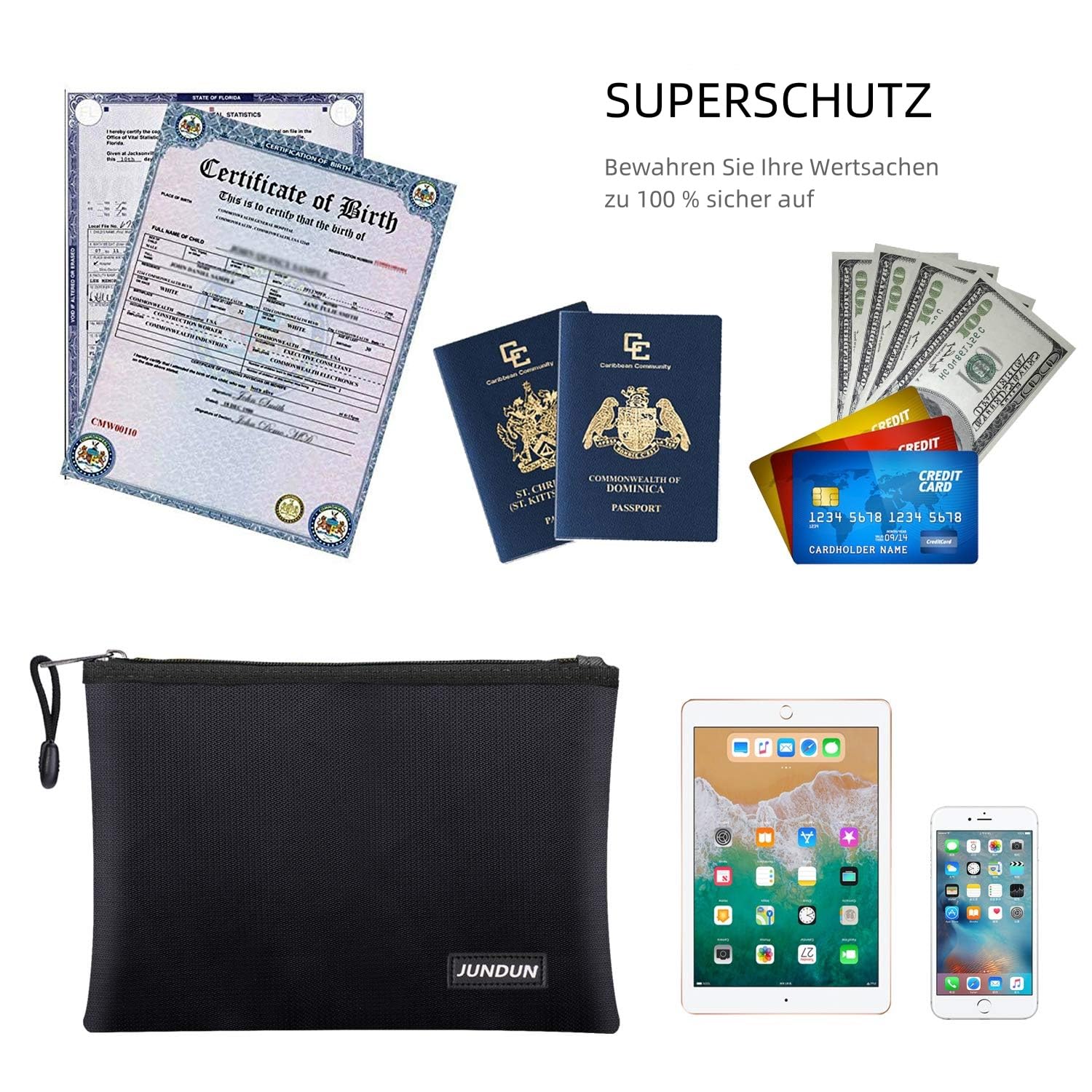jundun-fireproof-document-bag-dokumententasche-36x26cm-schwarz image 4