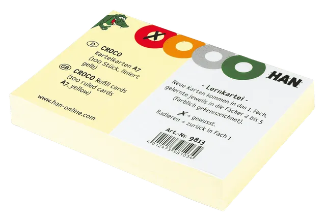 han-croco-karteikarten-a7-quer-gelb-100-blatt image 1