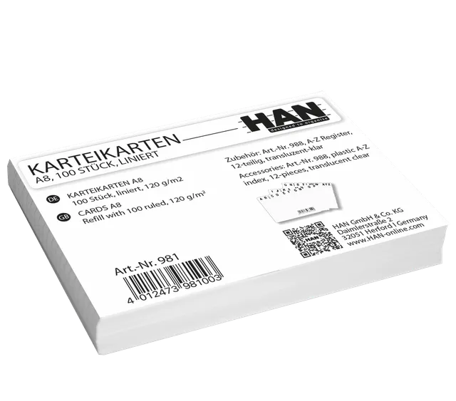han-croco-karteikarten-din-a8-liniert-wei-100-blatt image 1